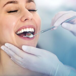 woman smiling at dentist