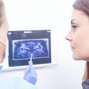 woman lookin at xray