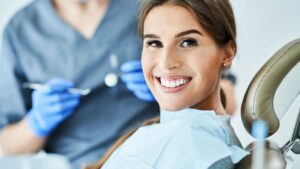 woman in dentist's chair smiling