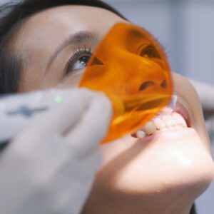 A women having her teeth restored
