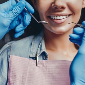 smiling woman during cleaning