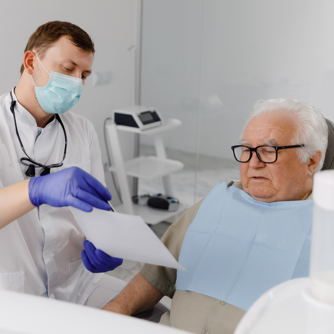 An old man at the dentist